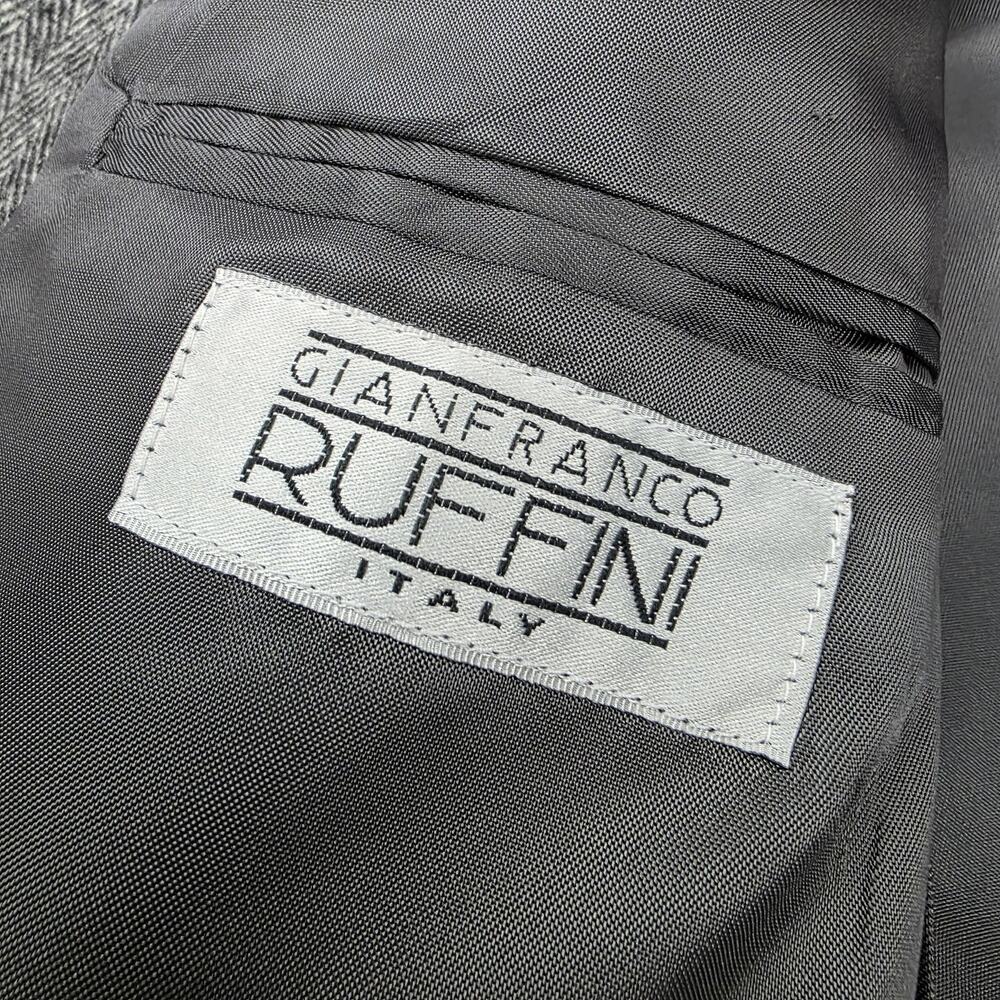 Gianfranco Ruffini Blazer Mens 42R Gray Herringbone Camel Hair Blend Italy Made - Picture 2 of 16